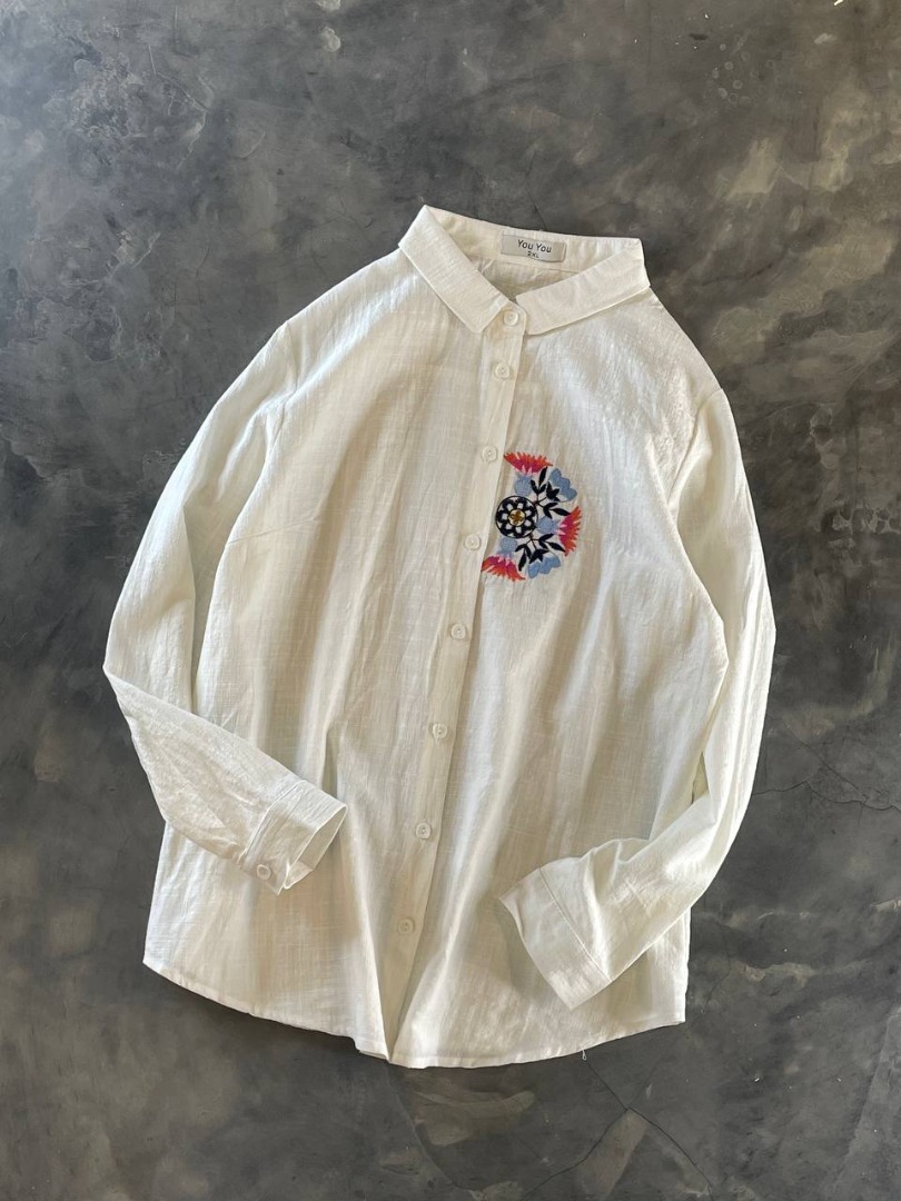 لباس زنانه شومیز گلدوزی لینن و..ارداتی کد R1002