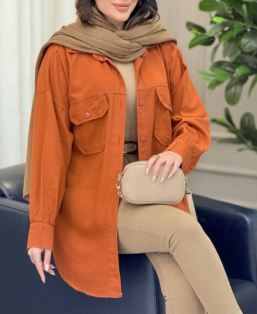  شومیز مانتویی بیرون پوش جین رنگی رنگی کاغذی بدون چروکی کد 2001