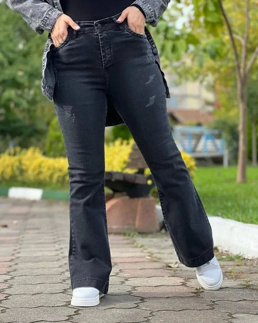 شلوار جین شلوار جین ترک بوت کات قد ۱۰۵ بیرون پوش کد 2094