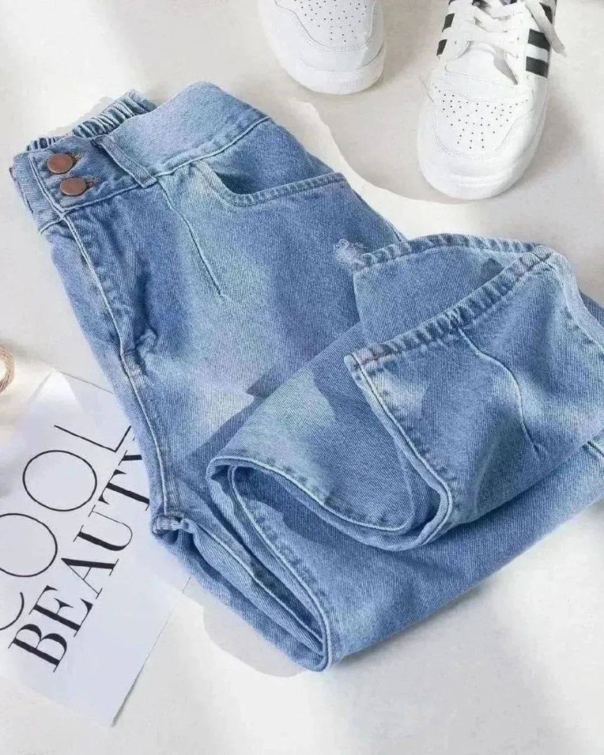 شلوار زنانه شلوار جین مام استایل اصلی ترک اعلااااا جیبدار کد 20148