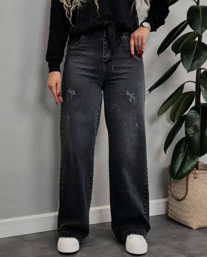  شلوار جین اصلی نیم بگ گشاد راسته ترک برند زارا کد 20151