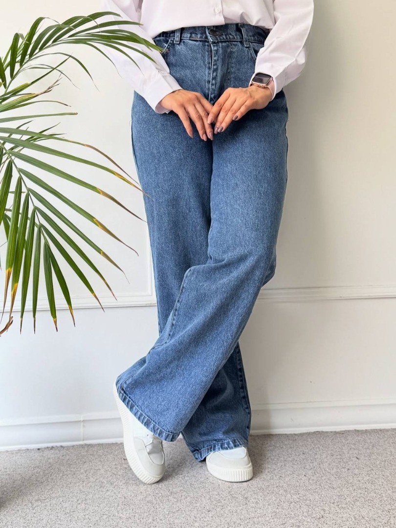 شلوار زنانه شلوار جین اصلی نیم بگ گشاد راسته ترک برند زارا کد 20151