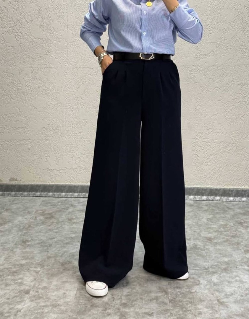  شلوار نیم بگ کرپ دابل بیرون پوش و مجلسی جیبدار قد بلند کد 20154