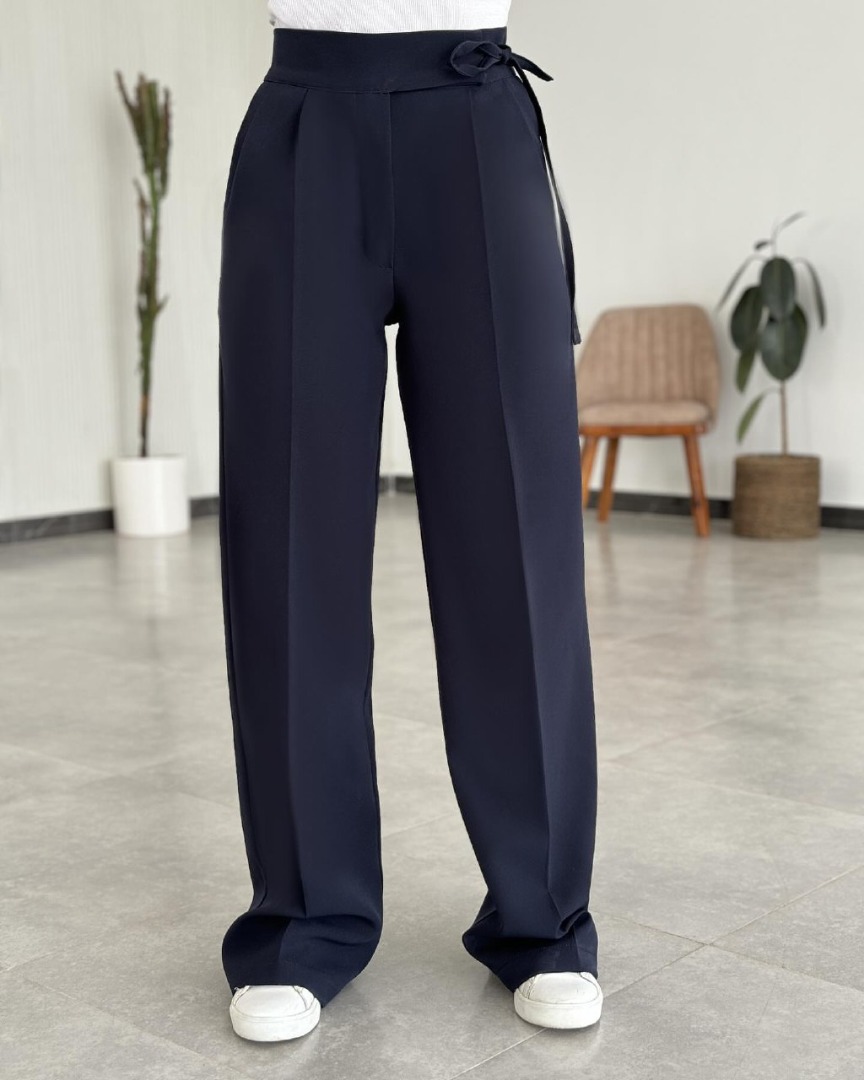 شلوار زنانه شلوار کرپ دابل ترک نیم بگ گشاد راسته قد 110 بیرون پوش کد 20161 