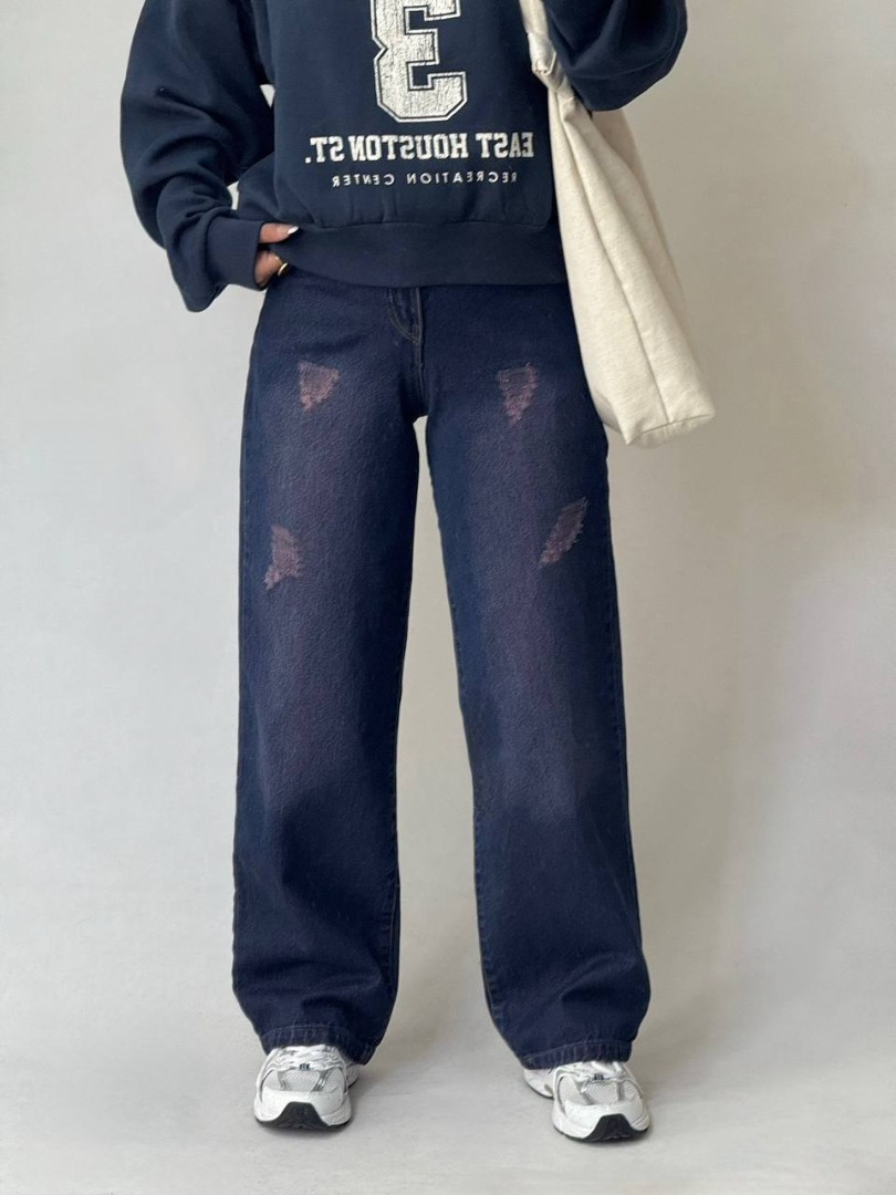 شلوار زنانه شلوار جین اصلی نیم بگ گشاد راسته ترک برند زارا کد 20165