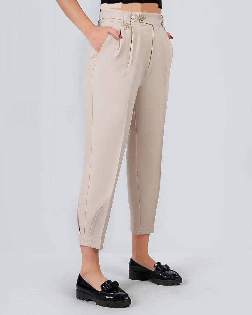 شلوار زنانه شلوار مام فیت بیرون پوش کرپ کجراه اعلا جیبدار  کد 20171