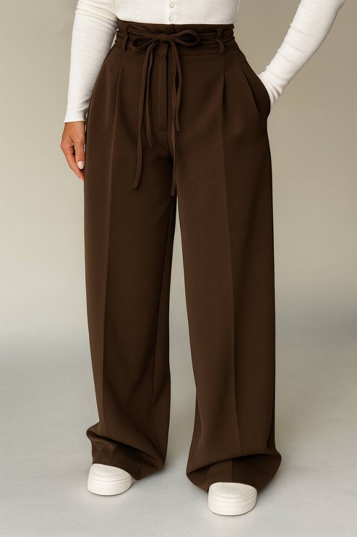 شلوار زنانه شلوار کرپ دابل ترک نیم بگ گشاد راسته قد 110 بیرون پوش  کد 20169 