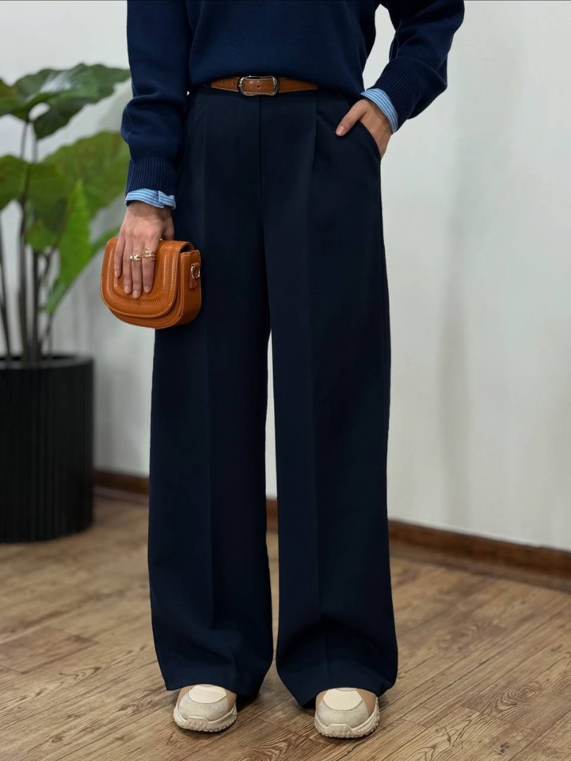 شلوار جین شلوار نیم بگ کرپ دابل بیرون پوش و مجلسی جیبدار قد ۱۱۰ کد 20206