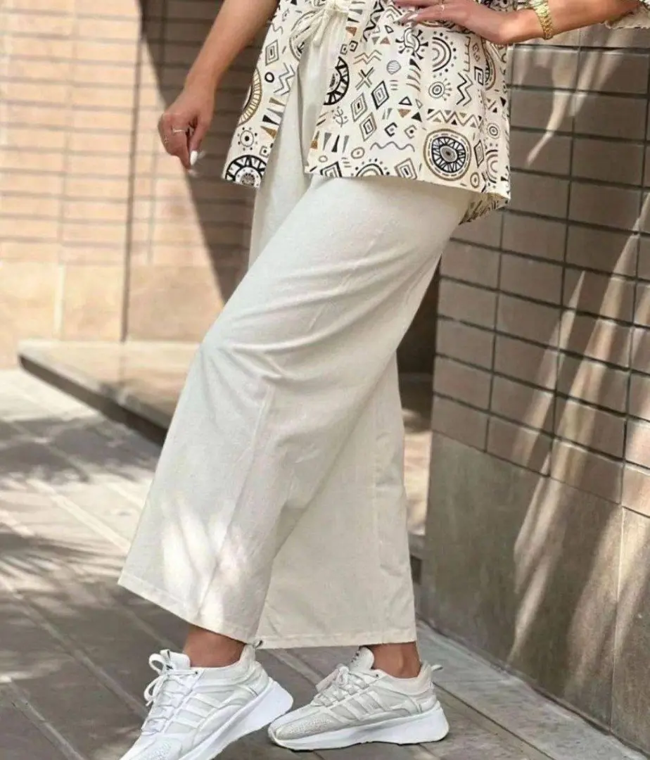 شلوار بگ گشاد راسته لینن بیرون پوش کد 647